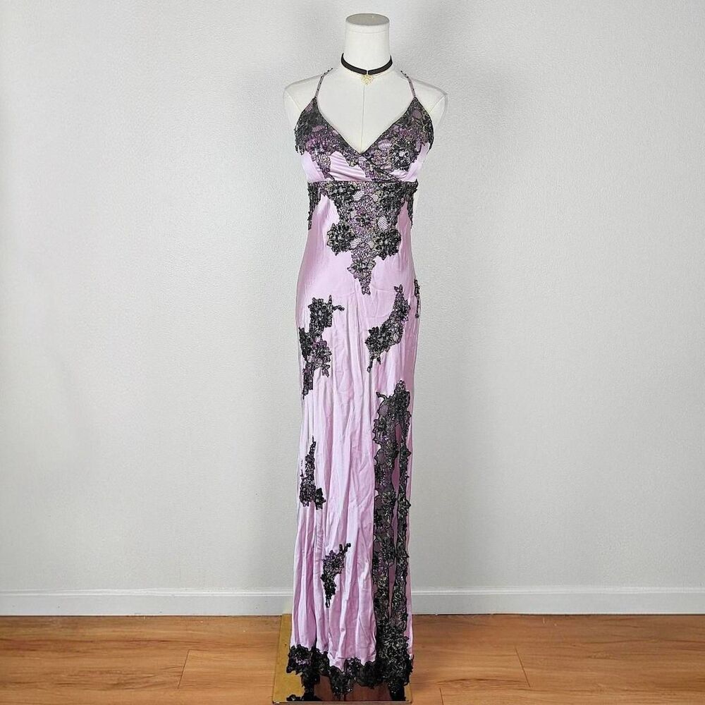 Y2K Sue Wong Silk Beaded Fairygoth Prom Dress